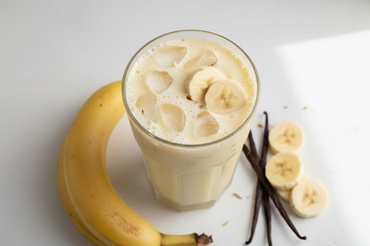 Batido post-entreno de proteína, plátano y leche de arroz — snack fitness Kyos Sport