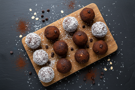 Energy balls de avena, cacao y mantequilla de cacahuete sin hornear – Snack fit pre-entreno – Kyos Sport