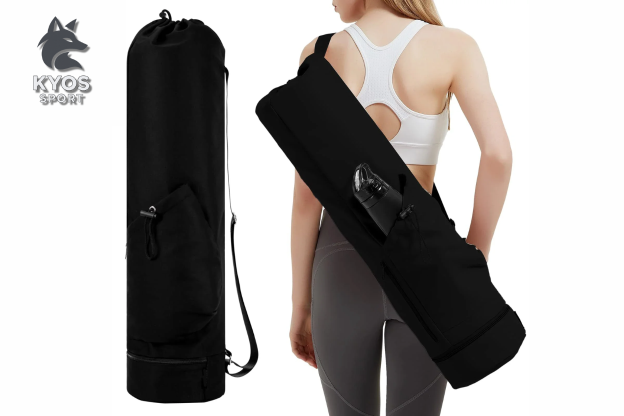 Bolsa yoga negra – compartimento botella y ropa húmeda – Kyos Sport