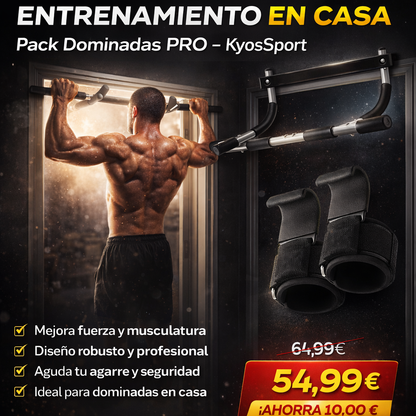 Pack barra dominadas puerta y ganchos musculacion espalda en casa – Kyos Sport