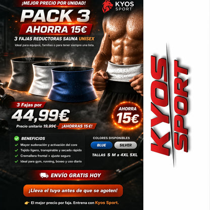 Pack 3 Fajas Reductoras Sauna – Ahorra 15€
