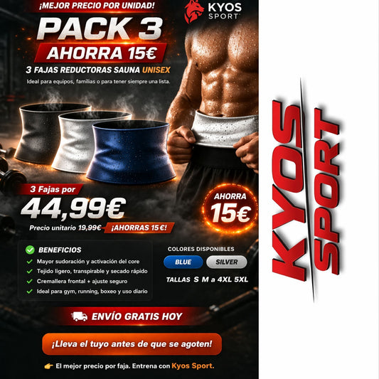 Pack 3 Fajas Reductoras Sauna – Ahorra 15€