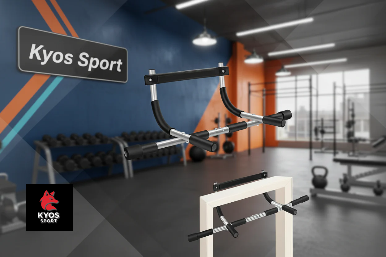 Barra de dominadas ajustable KyosSport instalada en marco de puerta