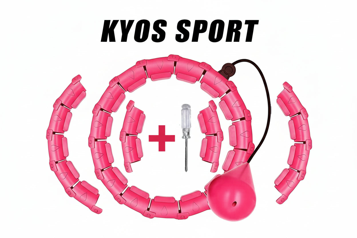 Hula hoop con peso ajustable rosa de 28 secciones para fitness en casa
