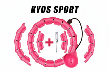 Hula hoop con peso ajustable rosa de 28 secciones para fitness en casa
