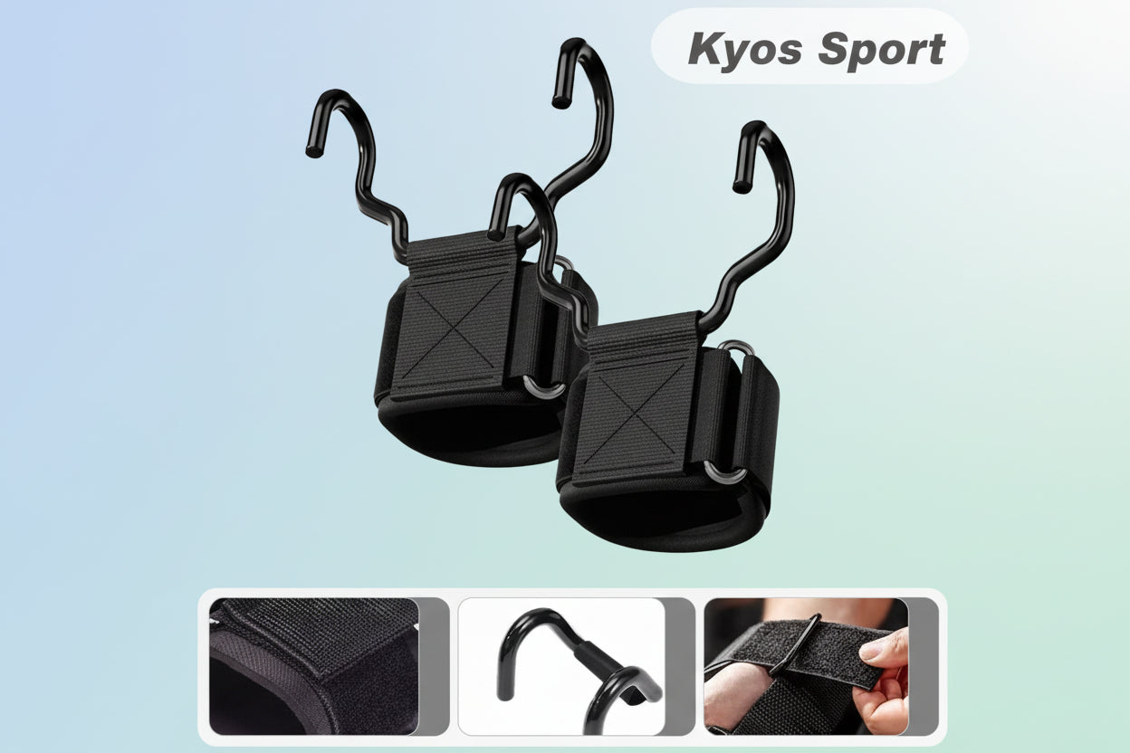Detalle recubrimiento goma antideslizante ganchos musculación - Kyos Sport