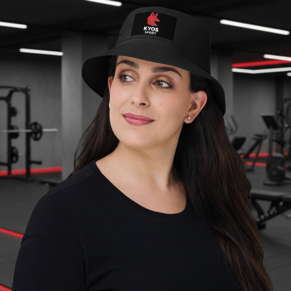 Gorro Bucket Kyos Sport Negro - Vista Frontal Premium - Streetwear Hat