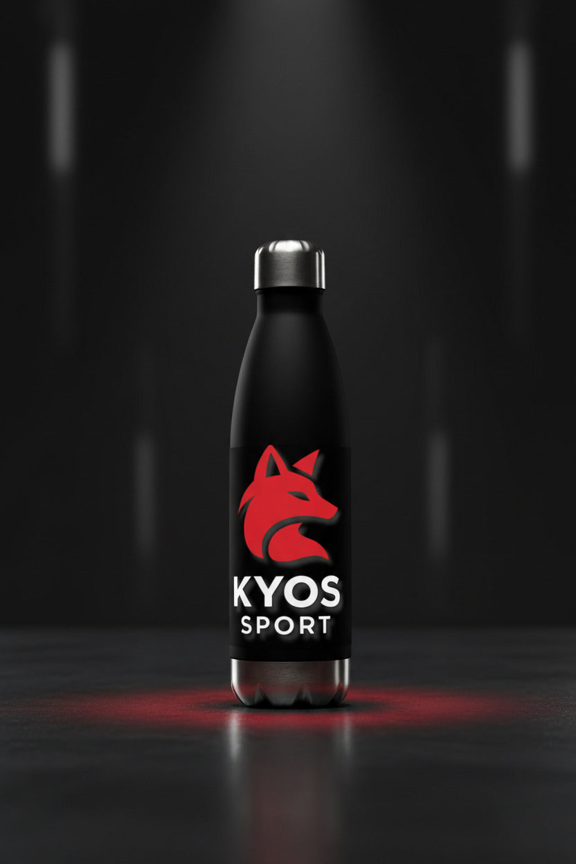 Botella Térmica Kyos Sport 500ml Negra - Vista Frontal Alternativa - Frío y Calor 6h